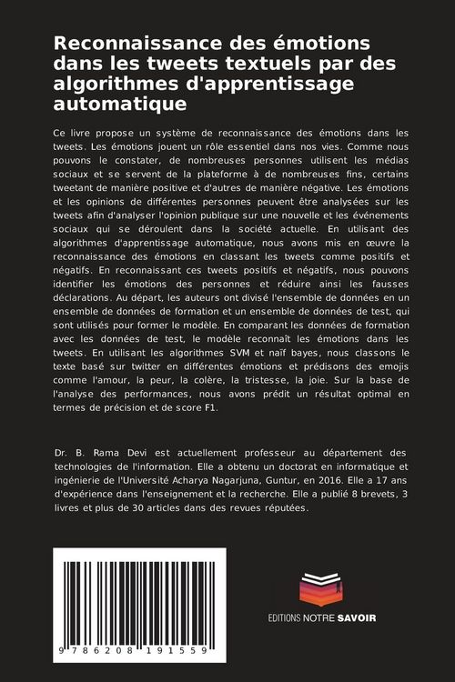 Produktbild: Reconnaissance des &eacute;motions dans les tweets textuels par des algorithmes d'apprentissage automatique