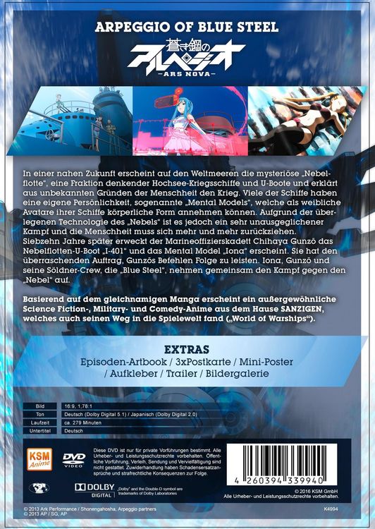 Produktbild: Arpeggio of Blue Steel: Ars Nova - Limited Complete Edition (1.000 St&uuml;ck mit Seriennummer) (12 Folgen) [3 DVDs]