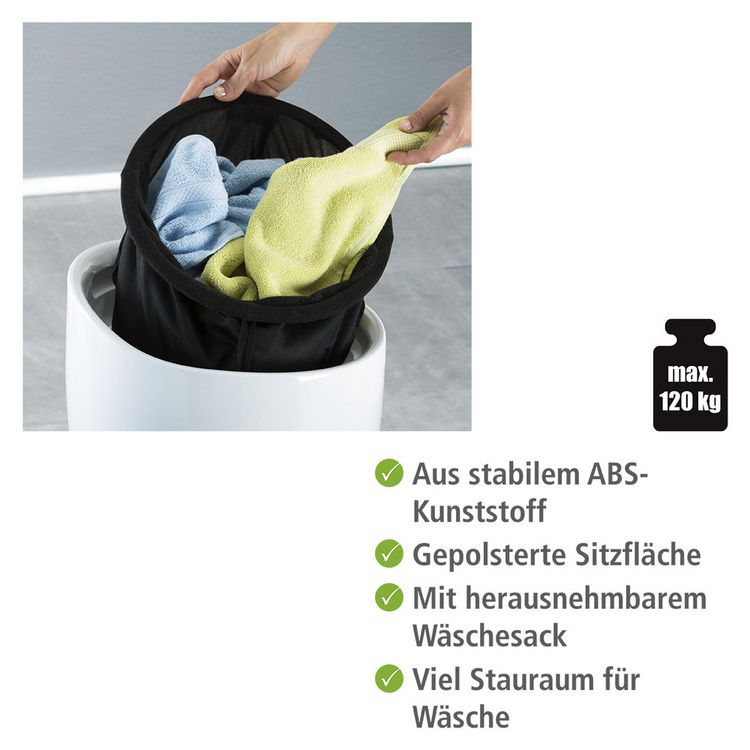 Produktbild: Hocker Mod. Candy White, mit abnehmbarem W&auml;schesammler