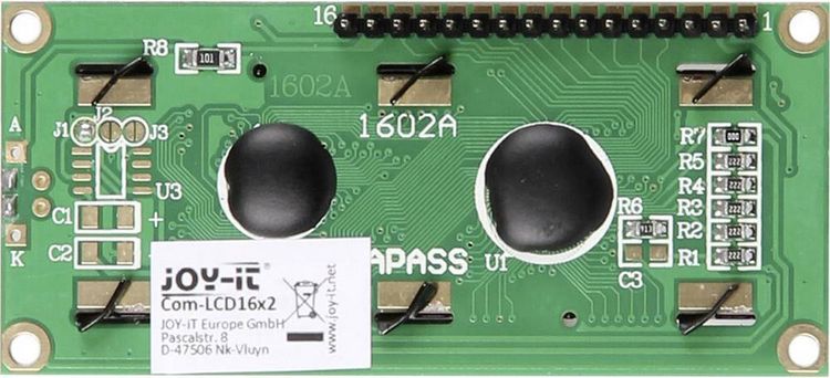 Produktbild: Joy-it com-lcd 16x2 Display-Modul 6.6 cm (2.6 Zoll) Passend f&uuml;r (Entwicklungskits): Arduino, Raspberry Pi&reg; mit Hintergrundbeleuchtung