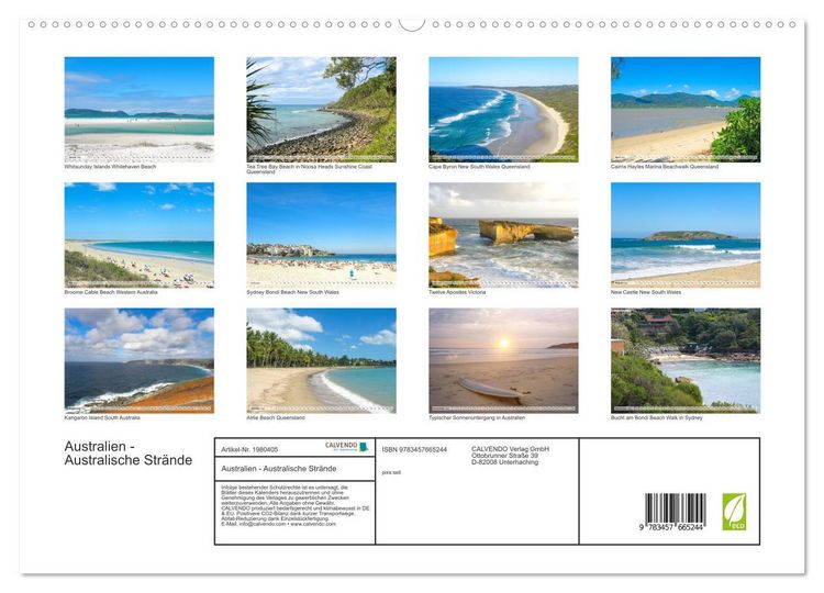 Produktbild: Australien - Australische Str&auml;nde (hochwertiger Premium Wandkalender 2026 DIN A2 quer), Kunstdruck in Hochglanz