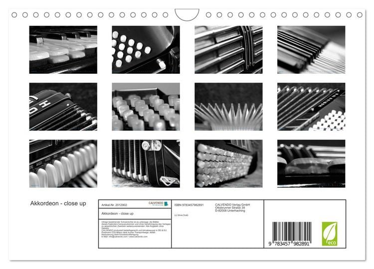 Produktbild: Akkordeon - close up (Wandkalender 2026 DIN A4 quer), CALVENDO Monatskalender