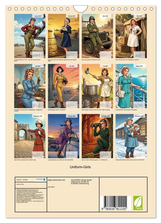 Produktbild: Uniform-Girls (Wandkalender 2027 DIN A4 hoch), CALVENDO Monatskalender