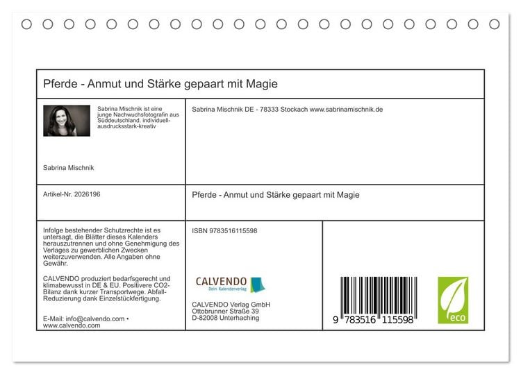 Produktbild: Pferde - Anmut und St&auml;rke gepaart mit Magie (Tischkalender 2026 DIN A5 quer), CALVENDO Monatskalender