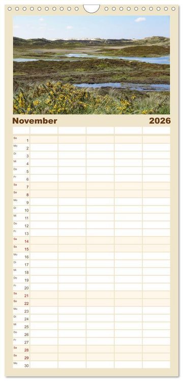 Produktbild: Familienplaner 2026 - Vielf&auml;ltiges Sylt - Mehr als Strand mit 5 Spalten (Wandkalender, 21 x 45 cm) CALVENDO