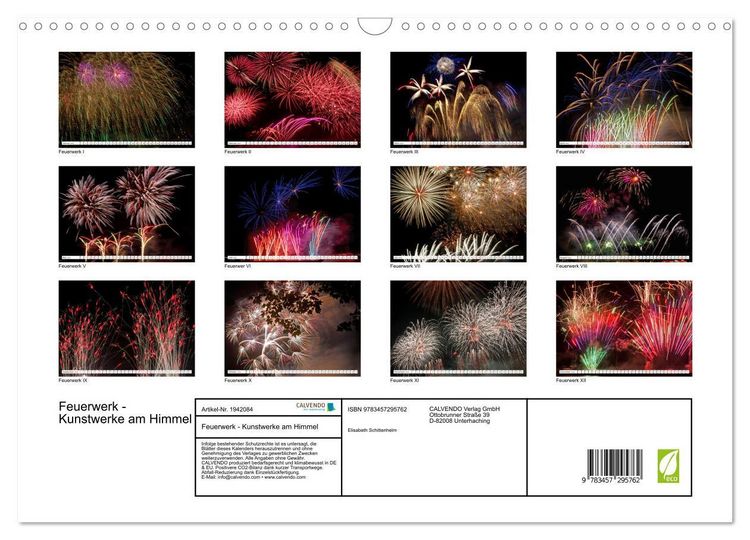 Produktbild: Feuerwerk - Kunstwerke am Himmel (Wandkalender 2026 DIN A3 quer), CALVENDO Monatskalender
