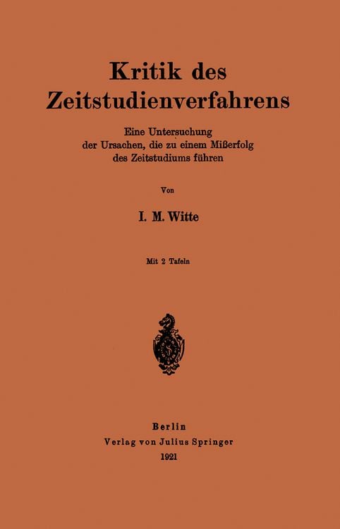 Produktbild: Kritik des Zeitstudienverfahrens