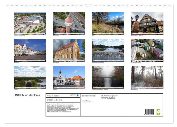 Produktbild: LINGEN an der Ems (Wandkalender 2026 DIN A2 quer), CALVENDO Monatskalender