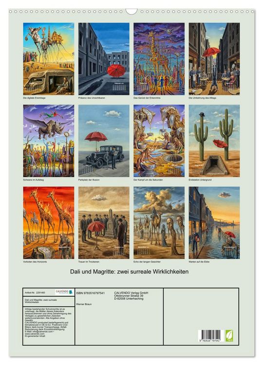 Produktbild: Dali und Magritte: zwei surreale Wirklichkeiten (Wandkalender 2027 DIN A2 hoch), CALVENDO Monatskalender
