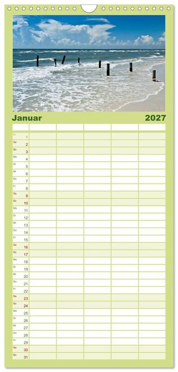 Produktbild: Familienplaner 2027 - Sonne, Strand & Meer mit 5 Spalten (Wandkalender, 21 x 45 cm) CALVENDO