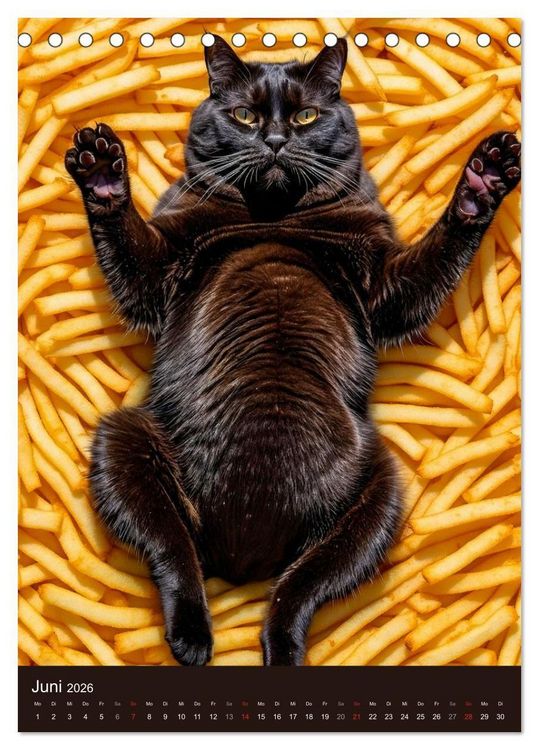 Produktbild: FETTE KATZEN - Foodporn auf vier Pfoten (Tischkalender 2026 DIN A5 hoch), CALVENDO Monatskalender