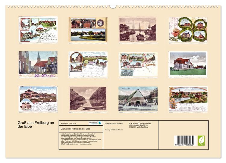 Produktbild: Gru&szlig; aus Freiburg an der Elbe (hochwertiger Premium Wandkalender 2026 DIN A2 quer), Kunstdruck in Hochglanz