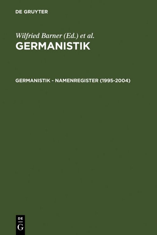 Produktbild: Germanistik &ndash; Namenregister (1995-2004)