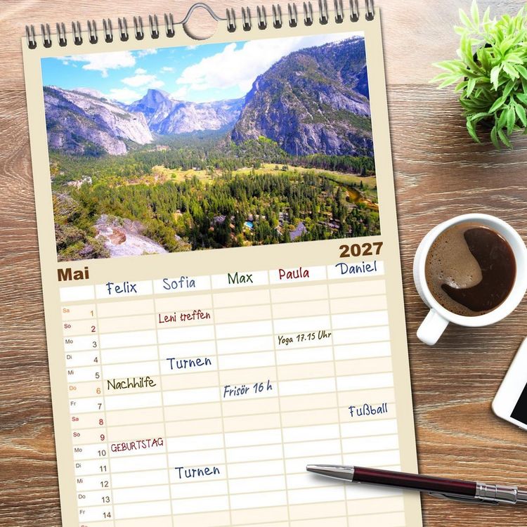 Produktbild: Familienplaner 2027 - Naturwunder und Nationalparks der amerikanischen Westk&uuml;ste mit 5 Spalten (Wandkalender, 21 x 45 cm) CALVENDO