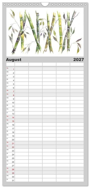 Produktbild: Familienplaner 2027 - Asiatische Tuschmalerei mit 5 Spalten (Wandkalender, 21 x 45 cm) CALVENDO