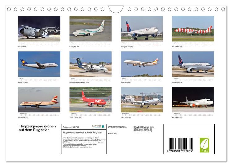 Produktbild: Flugzeugimpressionen auf dem Flughafen (Wandkalender 2027 DIN A4 quer), CALVENDO Monatskalender