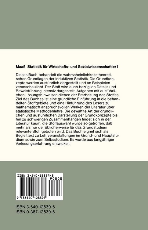 Produktbild: Statistik f&uuml;r Wirtschafts- und Sozialwissenschaftler I