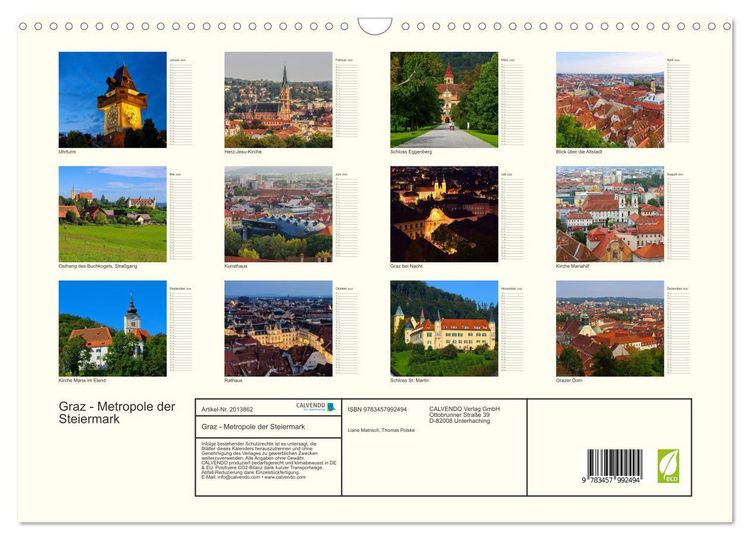 Produktbild: Graz - Metropole der Steiermark (Wandkalender 2026 DIN A3 quer), CALVENDO Monatskalender