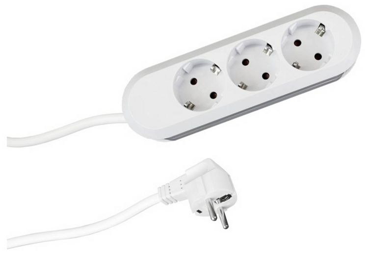 Produktbild: Steckdosenleiste 3-fach wei&szlig; Kunststoff 3 m Kabel