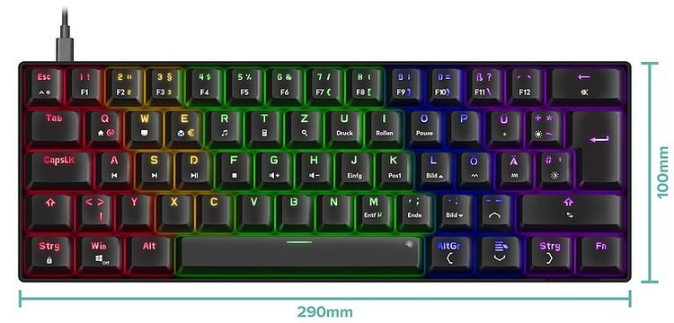 Produktbild: SPEEDLINK ATMOS RGB Rainbow Mechanical 60% Gaming Keyboard with brown switches, black - DE layout