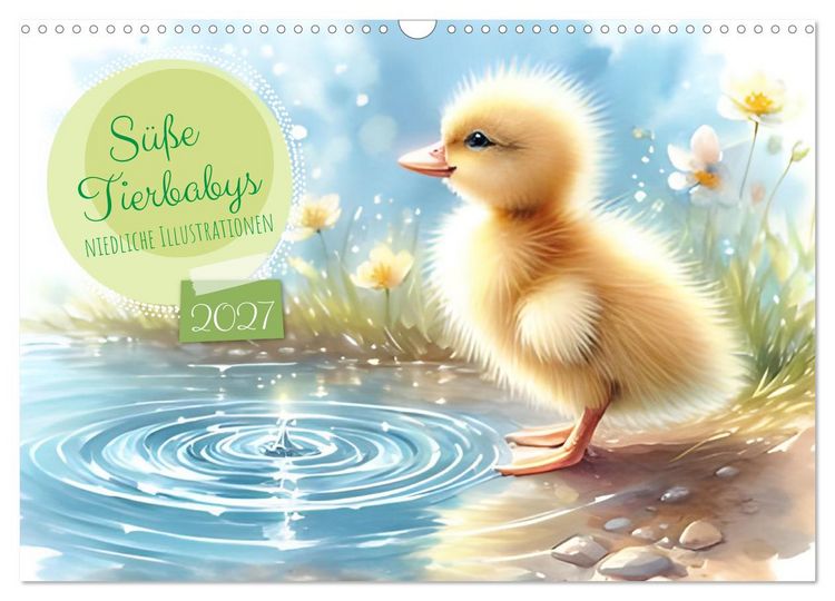 Produktbild: S&uuml;&szlig;e Tierbabys - niedliche Illustrationen (Wandkalender 2027 DIN A3 quer), CALVENDO Monatskalender