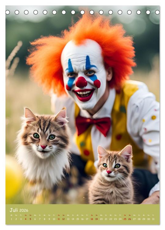 Produktbild: KI Clowns Mit Leichtigkeit das Leben genie&szlig;en (Tischkalender 2026 DIN A5 hoch), CALVENDO Monatskalender