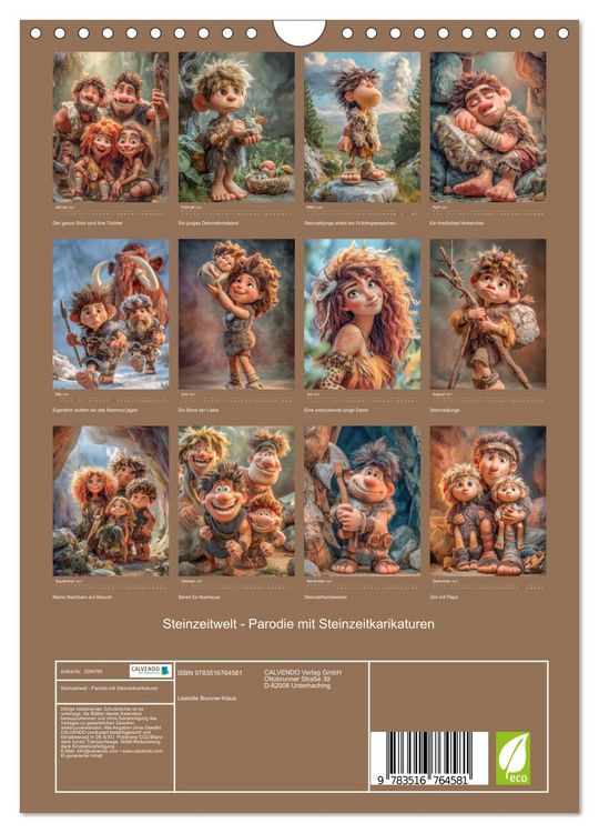 Produktbild: Steinzeitwelt - Parodie mit Steinzeitkarikaturen (Wandkalender 2027 DIN A4 hoch), CALVENDO Monatskalender