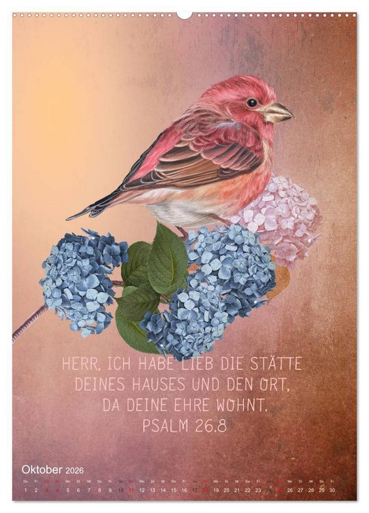 Produktbild: Bibelworte f&uuml;r Vogelfreunde (Wandkalender 2026 DIN A2 hoch), CALVENDO Monatskalender