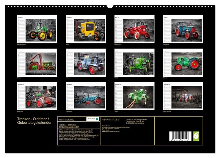Produktbild: Trecker - Oldtimer / Geburtstagskalender (hochwertiger Premium Wandkalender 2026 DIN A2 quer), Kunstdruck in Hochglanz