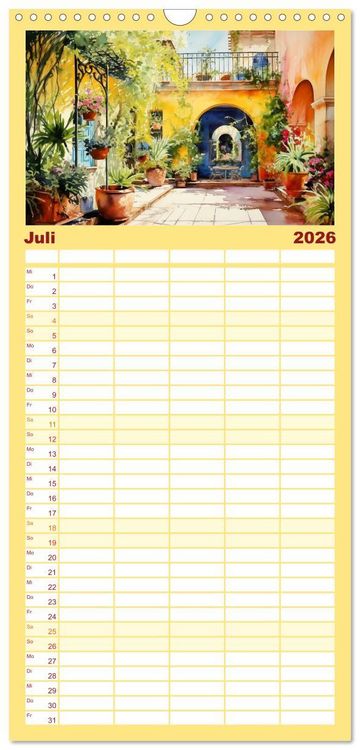 Produktbild: Familienplaner 2026 - Lauschige Gartenecken mit 5 Spalten (Wandkalender, 21 x 45 cm) CALVENDO