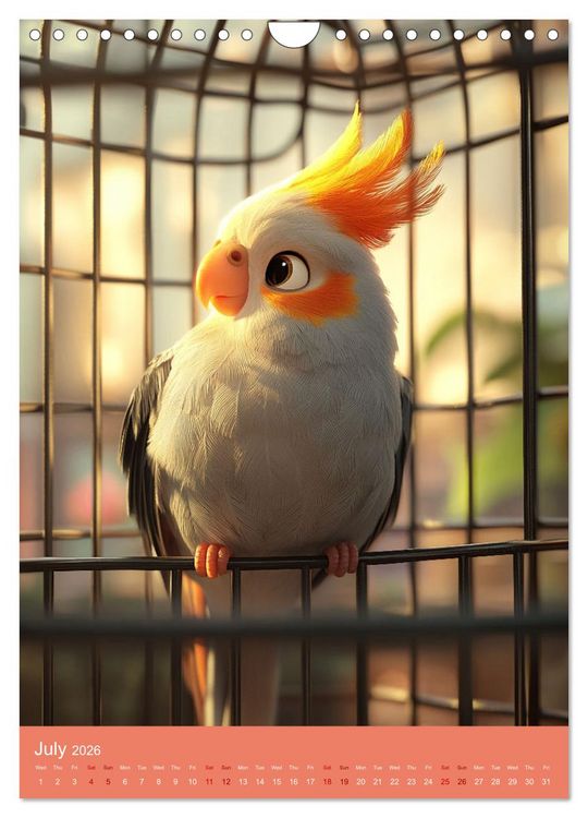 Produktbild: Cockatiel Chirpy Moments (Wall Calendar 2026 DIN A4 portrait), CALVENDO 12 Month Wall Calendar
