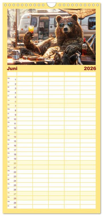 Produktbild: Familienplaner 2026 - Der tierisch lustige Camping-Kalender mit 5 Spalten (Wandkalender, 21 x 45 cm) CALVENDO
