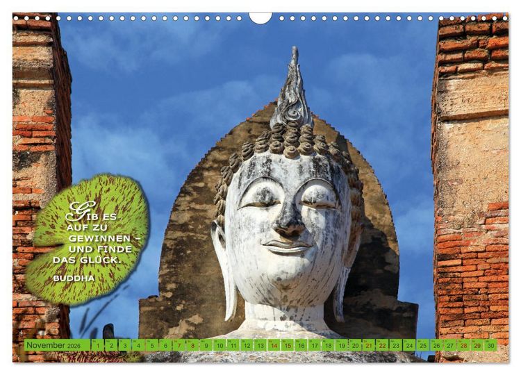 Produktbild: Buddhas Worte - Der Weg zur Achtsamkeit (Wandkalender 2026 DIN A3 quer), CALVENDO Monatskalender