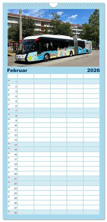Produktbild: Familienplaner 2026 - Omnibusse im Fokus mit 5 Spalten (Wandkalender, 21 x 45 cm) CALVENDO