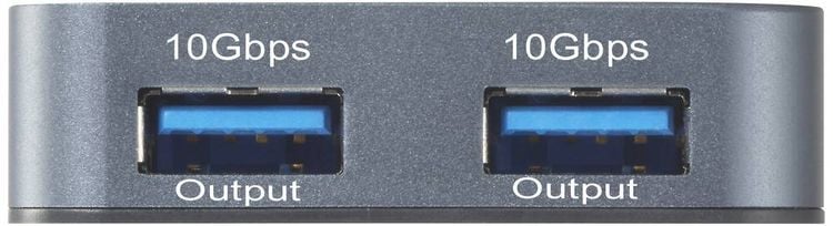 Produktbild: Renkforce RF-6416462 USB-Hub 2+2 Port USB-A, USB-C&reg; USB 3.2 Gen2 10 GBit/s mit Aluminiumgeh&auml;use, mit USB-C&reg; Stecker Aluminium-Grau RF-USBH-500
