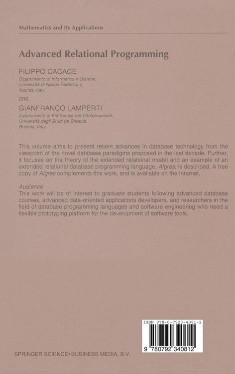 Produktbild: Advanced Relational Programming