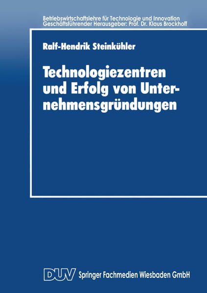 Produktbild: Technologiezentren und Erfolg von Unternehmensgr&uuml;ndungen