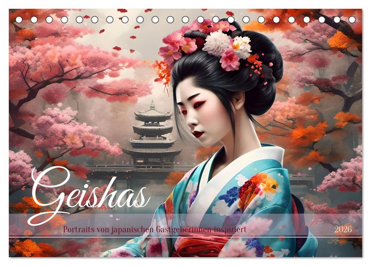 Produktbild: Geishas Portraits von japanischen Gastgeberinnen inspiriert (Tischkalender 2026 DIN A5 quer), CALVENDO Monatskalender