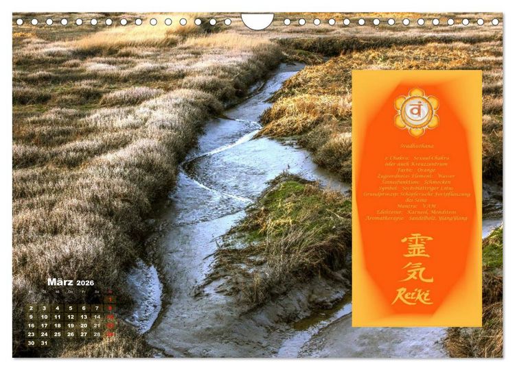 Produktbild: REIKI - Chakrameditation (Wandkalender 2026 DIN A4 quer), CALVENDO Monatskalender