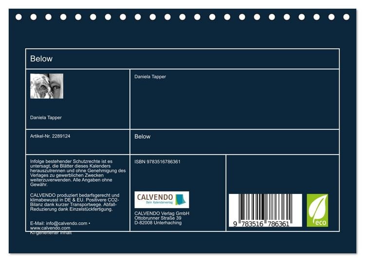 Produktbild: Below (Tischkalender 2027 DIN A5 quer), CALVENDO Monatskalender