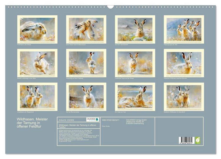 Produktbild: Wildhasen. Meister der Tarnung in offener Feldflur (Wandkalender 2027 DIN A2 quer), CALVENDO Monatskalender