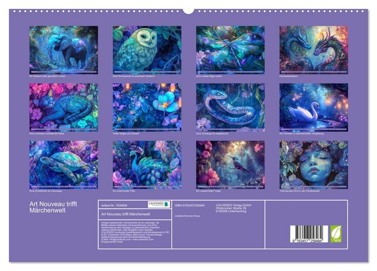 Produktbild: Art Nouveau trifft M&auml;rchenwelt (hochwertiger Premium Wandkalender 2026 DIN A2 quer), Kunstdruck in Hochglanz