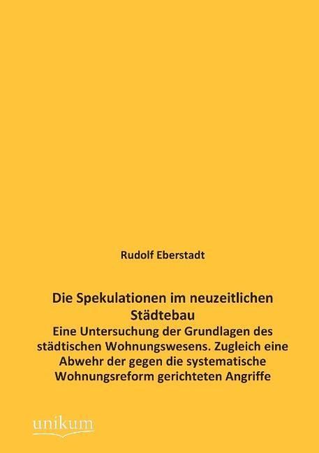 Produktbild: Eberstadt, R: Spekulationen im neuzeitlichen St&auml;dtebau