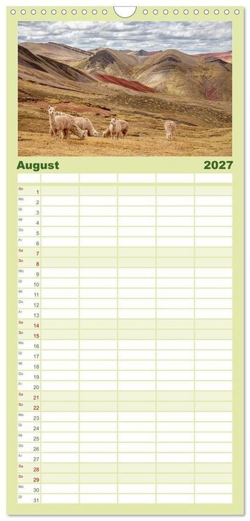 Produktbild: Familienplaner 2027 - Palccoyo - Der neue Rainbow Mountain in Peru mit 5 Spalten (Wandkalender, 21 x 45 cm) CALVENDO