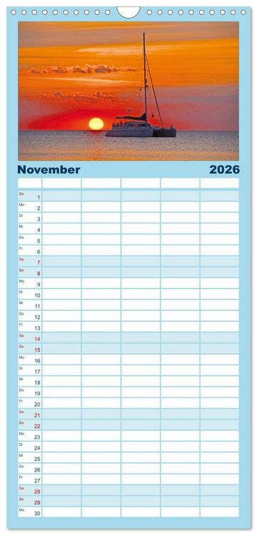 Produktbild: Familienplaner 2026 - Leidenschaft Segeln mit 5 Spalten (Wandkalender, 21 x 45 cm) CALVENDO