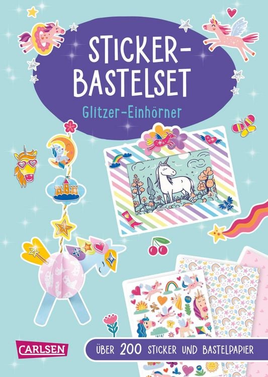 Produktbild: Bastelset f&uuml;r Kinder: Sticker-Bastelset: Glitzer-Einh&ouml;rner