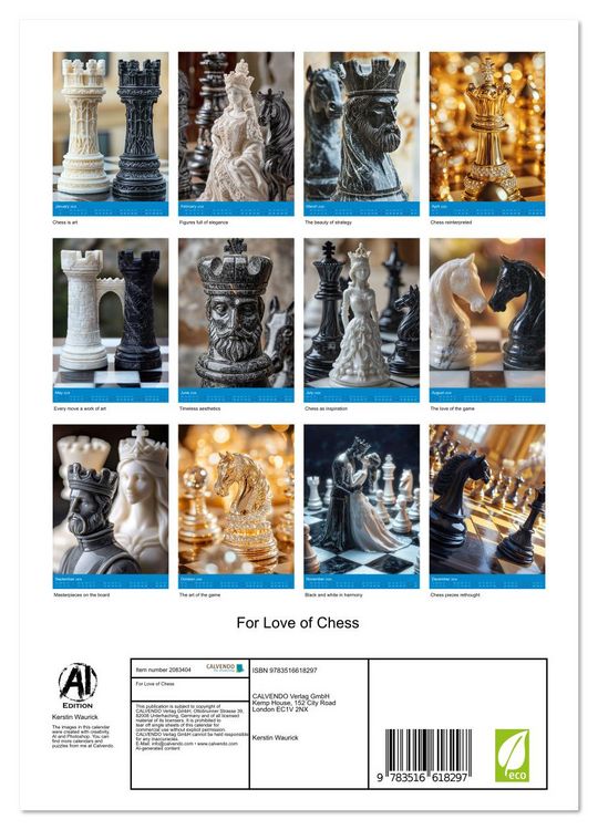 Produktbild: For Love of Chess (Wall Calendar 2026 DIN A4 portrait), CALVENDO 12 Month Wall Calendar