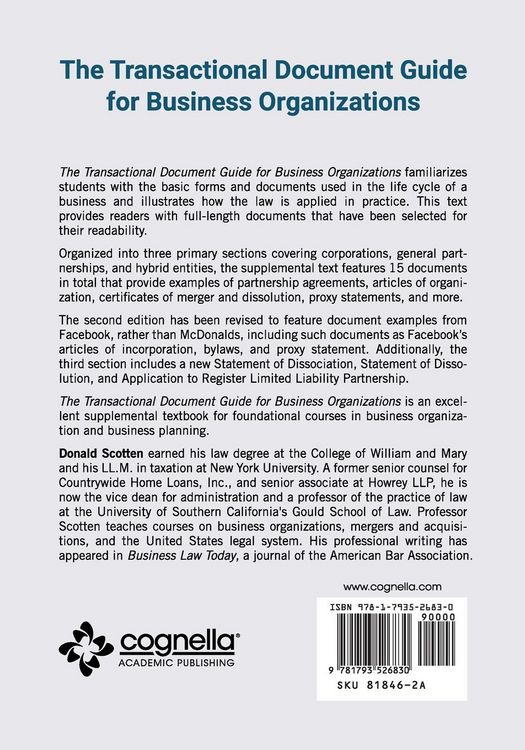 Produktbild: The Transactional Document Guide for Business Organizations