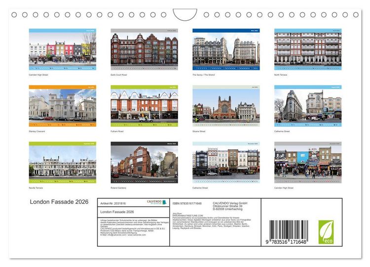 Produktbild: London Fassade 2026 (Wandkalender 2026 DIN A4 quer), CALVENDO Monatskalender