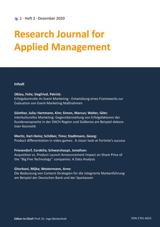 Produktbild: Research Journal for Applied Management - Jg. 1, Heft 2
